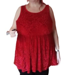 NWT Torrid red ♥️ velvet burnout babydoll top